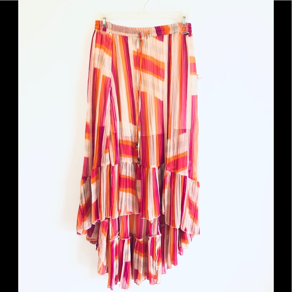 ROXY Orange / Pink High Low Midi Skirt 4 - Picture 3 of 6